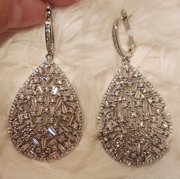 Large Pear Shape Drop Earrings - Picture 4 of 10